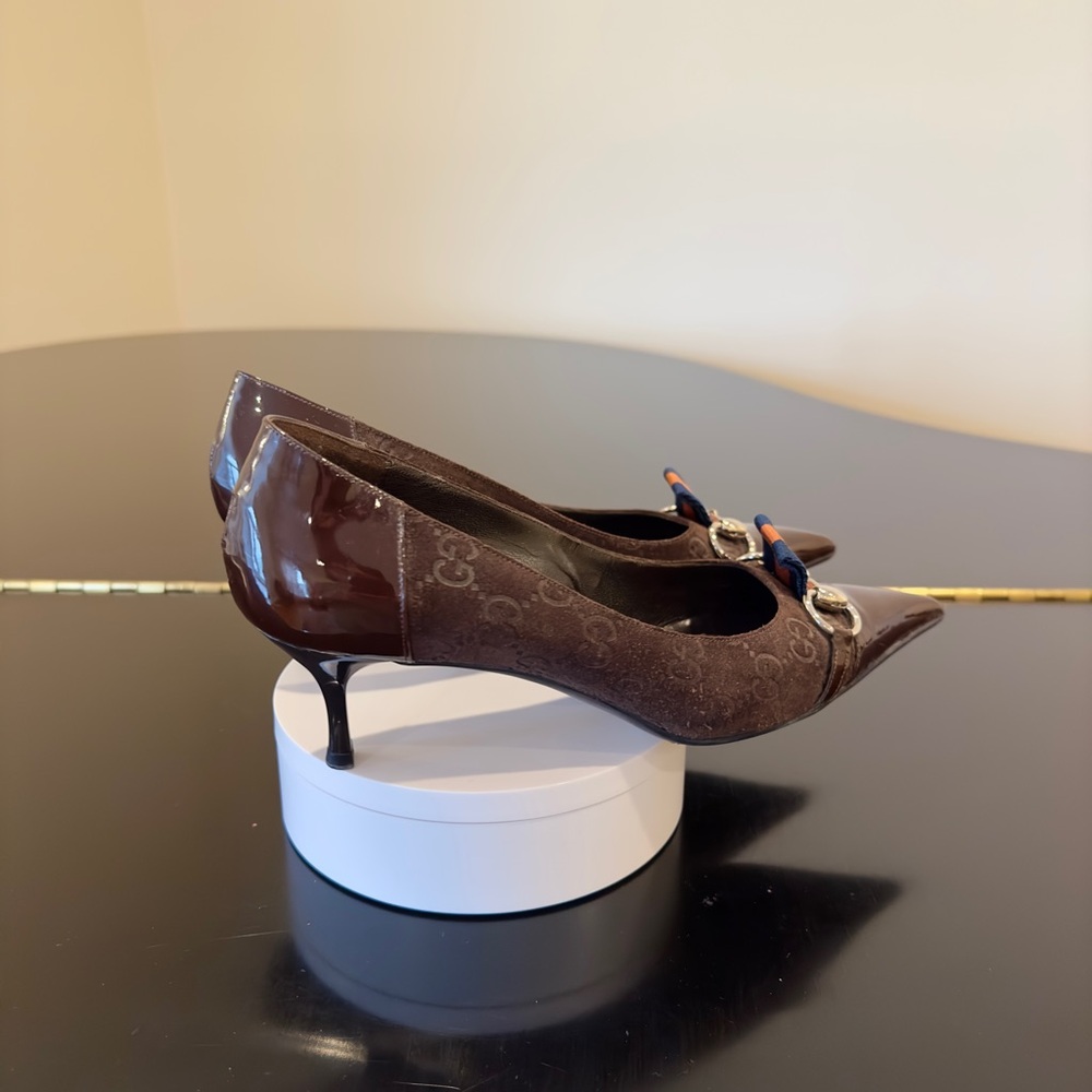 Gucci Authentic Vintage Retro Rare Luxury Patent Suede GG monogram Pumps/Shoes - Picture 6 of 17